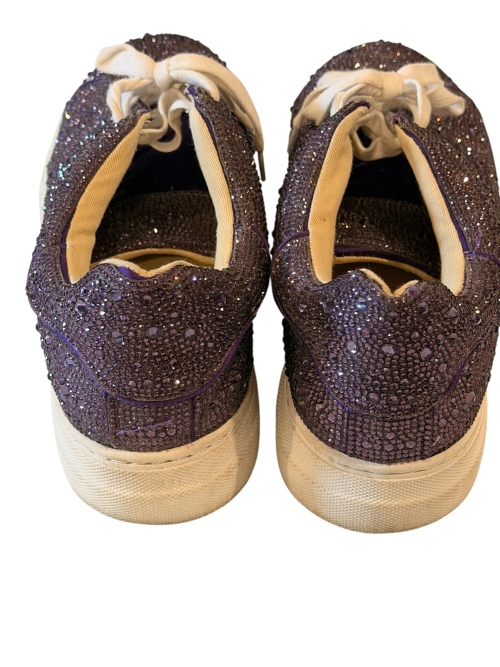 Betsey Johnson Sidny Purple Rhinestone Sneakers Platform Size 10 - Picture 4 of 5